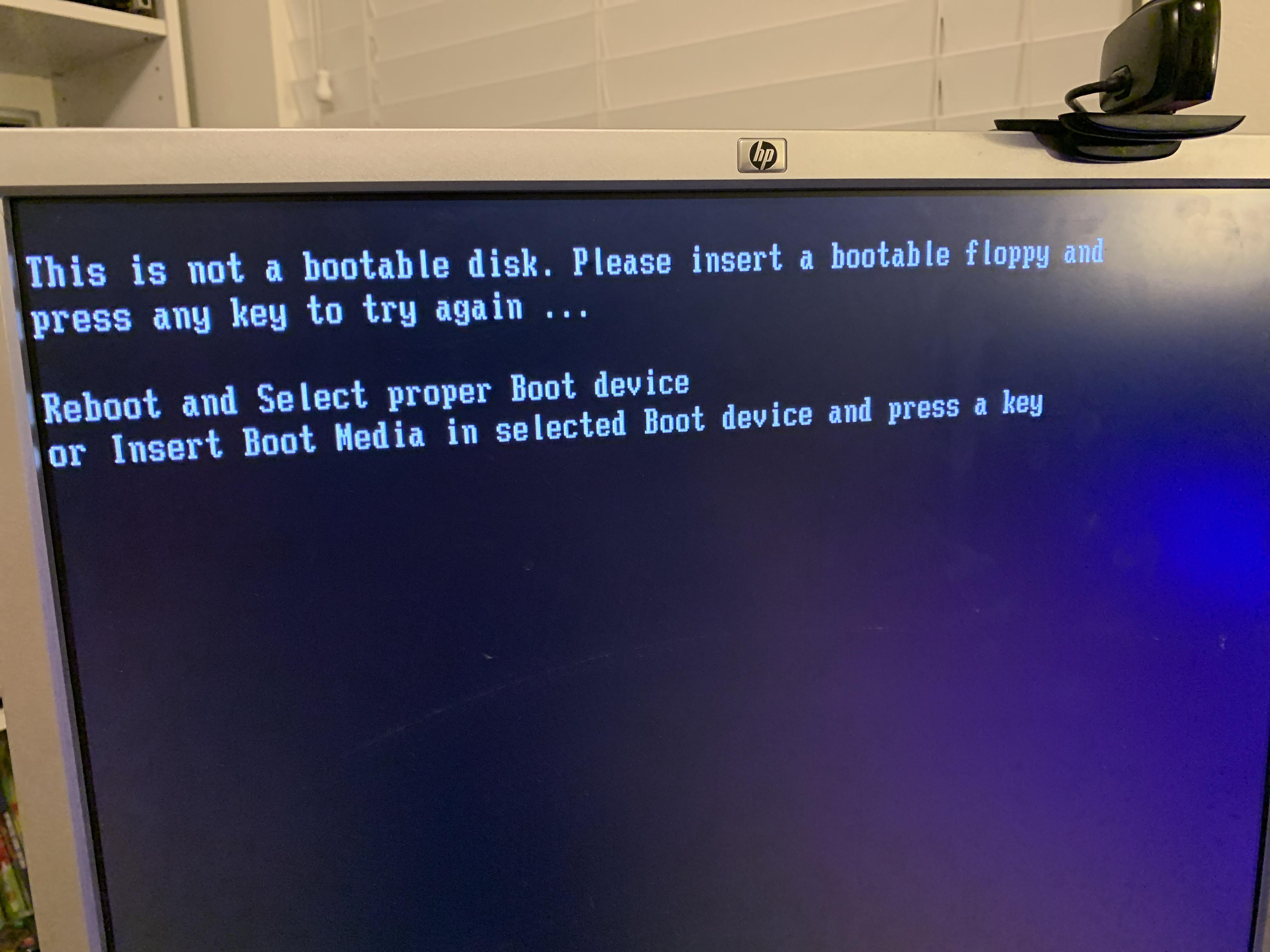 Insert the Windows installation disc or USB into your computer and restart it.
Press any key to boot from the installation media.
